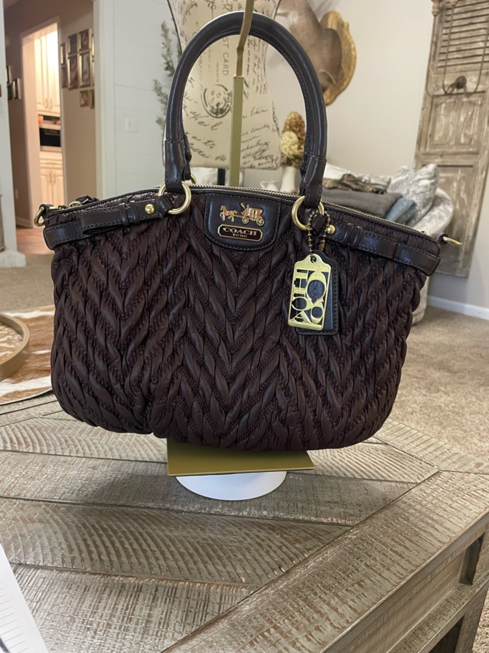 Coach Madison Lindsey Satchel in Mahogany Brown